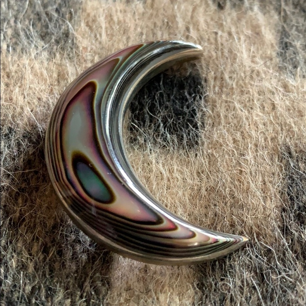 Abalone and Sterling Moon Brooch, Mexico